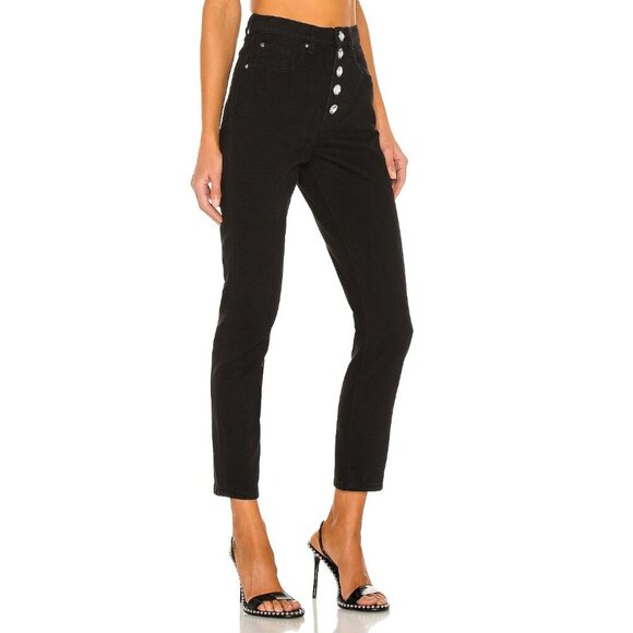 WeWoreWhat The Danielle Crystal Straight Jeans in Black 27 Womens Denim Pants - Picture 3 of 15